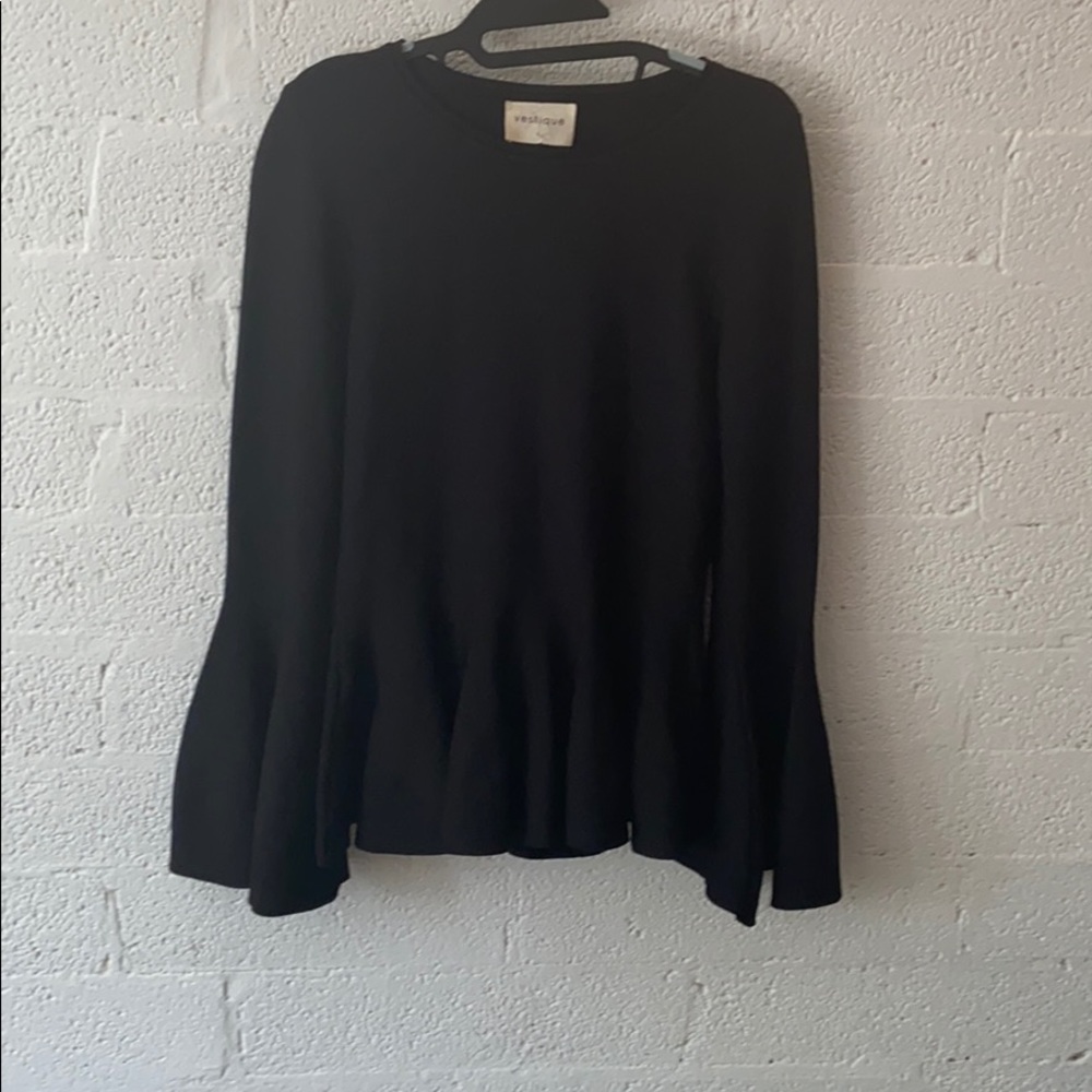 Bell sleeve black blouse